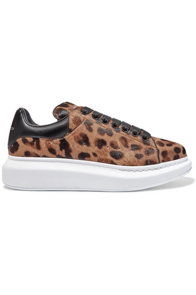Shop Alexander Mcqueen Leopard-print Calf Hair And Leather Sneakers In Leopard Print