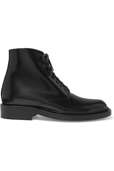 Shop Saint Laurent Army Polished-leather Ankle Boots In Black
