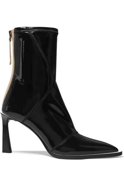 Shop Fendi Two-tone Glossed-neoprene Ankle Boots In Black