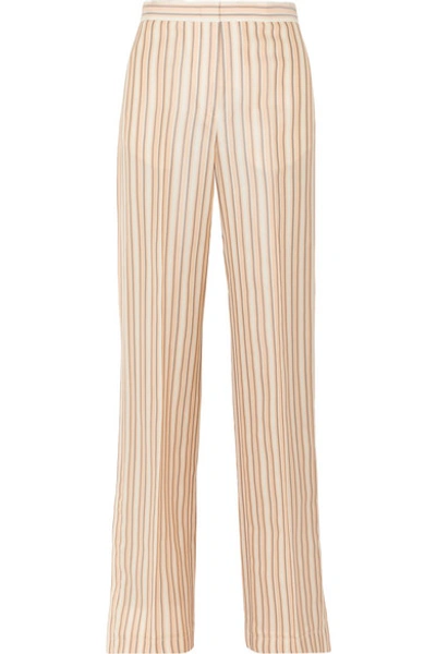 Shop Jil Sander Striped Satin Pants In Orange