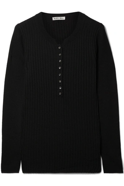 Shop Alex Mill Ribbed Wool-blend Top In Black