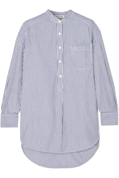 Shop Alex Mill Striped Cotton-poplin Shirt In White