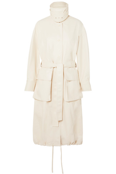Low Classic Faux Leather Coat In Ivory | ModeSens