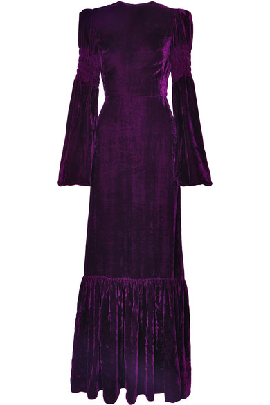 purple velvet maxi dress