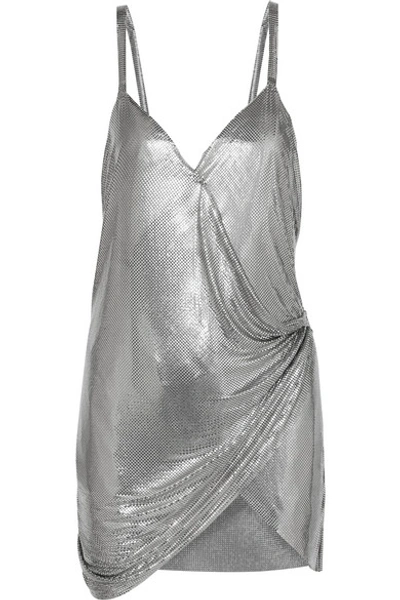 Shop Fannie Schiavoni Iza Chainmail Wrap Mini Dress In Silver