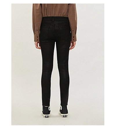 Shop J Brand Alana Coated Skinny Cropped High-rise Jeans In Fearful