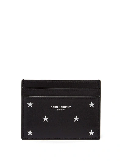 Saint Laurent Black Star-print Leather Card Holder for Men