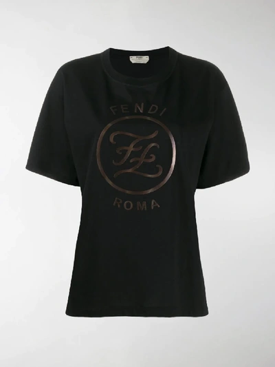 Shop Fendi Ff Kaligraphy T-shirt In Black