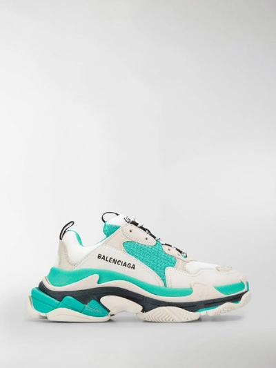 Shop Balenciaga Triple S Sneakers In Green