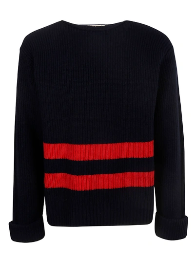Shop Marni Ribbed Sweater In Black/red
