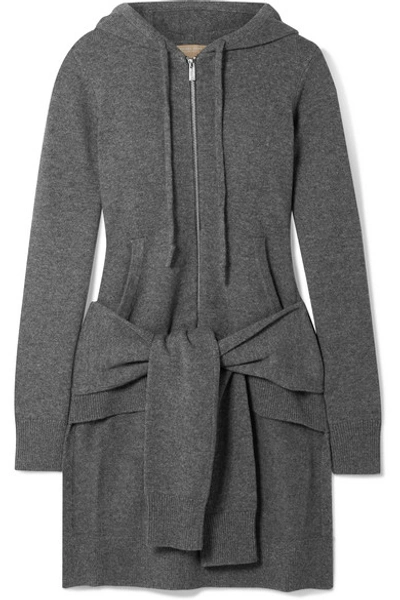 Shop Michael Kors Asymmetric Cashmere Hoodie In Gray