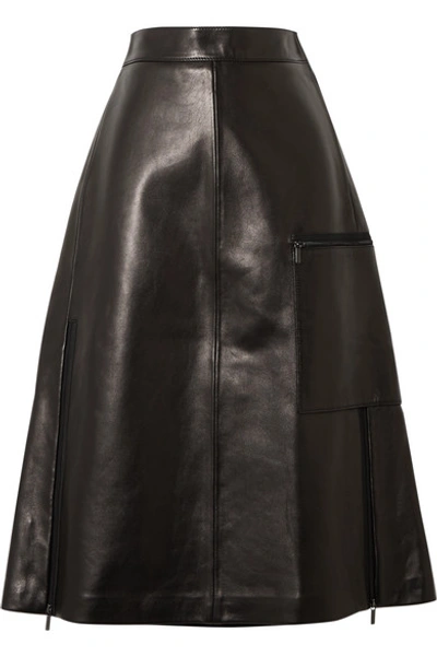Shop Acne Studios Ligrid Paneled Leather Skirt In Black