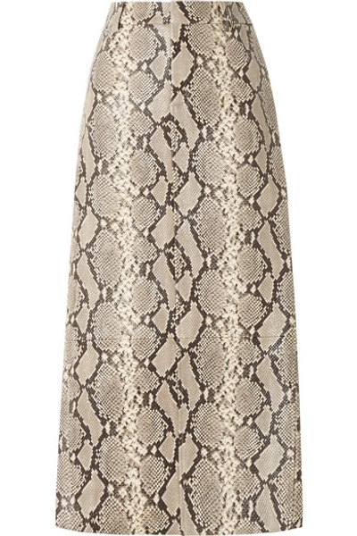 Shop Alexander Wang Snake-effect Leather Midi Skirt In Snake Print