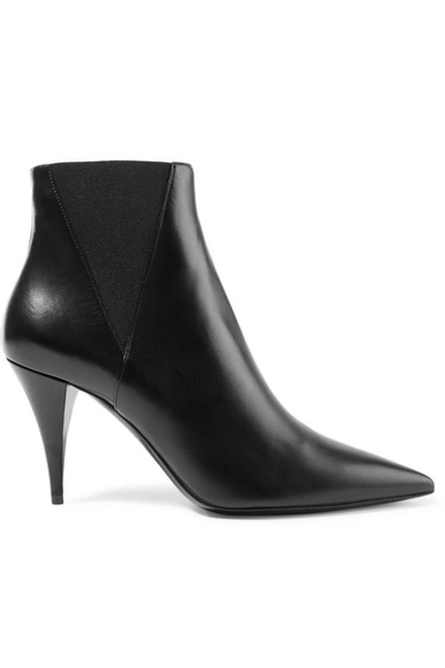 Shop Saint Laurent Kiki Leather Ankle Boots In Black