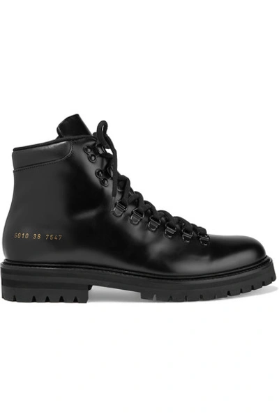 Shop Common Projects Glossed-leather Ankle Boots In Black