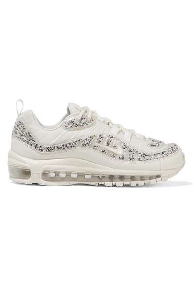 Shop Nike Air Max 98 Lx Faux Leather-trimmed Embellished Pvc And Mesh Sneakers In White