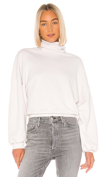 Agolde Balloon Sleeve Turtleneck Sweatshirt In Plaster
