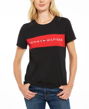 red and black tommy hilfiger shirt