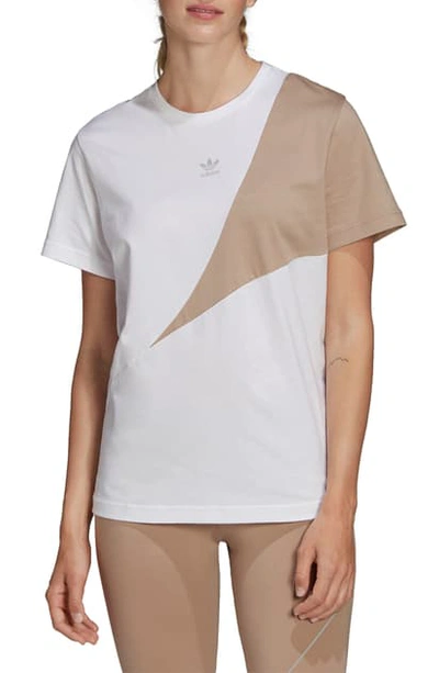 Shop Adidas Originals Boyfriend Tee In Wht/trace Khaki/ Reflect Slv