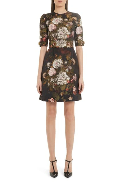 Shop Dolce & Gabbana Embellished Floral Jacquard A-line Minidress In Jacquard Print