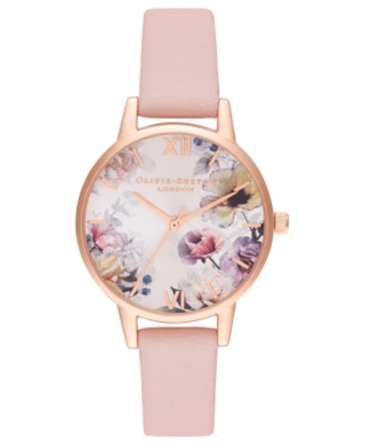Shop Olivia Burton Women's Dusty Pink Leather Strap Watch 30mm In Blush