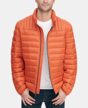 tommy hilfiger orange puffer jacket