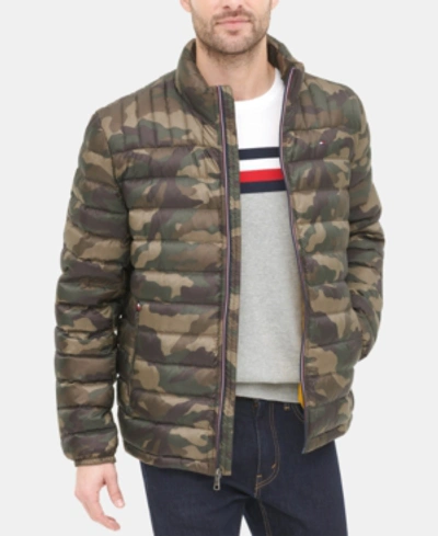 Shop Tommy Hilfiger Men's Down Quilted Packable Puffer Jacket In Camo Green
