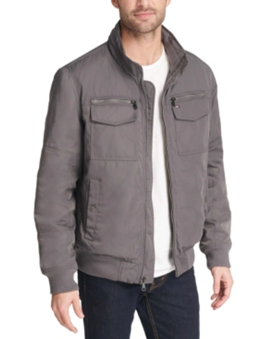 Shop Tommy Hilfiger Men's Four-pocket Filled Performance Bomber Jacket In Iron Grey