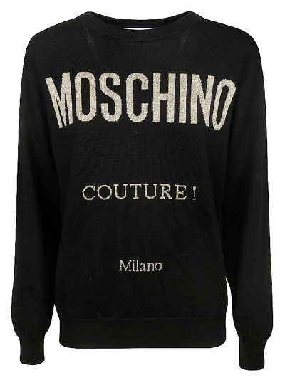 Shop Moschino Logo Sweater In Black