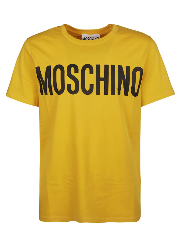 Moschino Logo Print T-shirt In Yellow/black | ModeSens