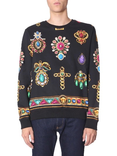 Shop Versace Round Neck Sweatshirt In Nero