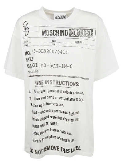 Shop Moschino Instruction Print T-shirt In White