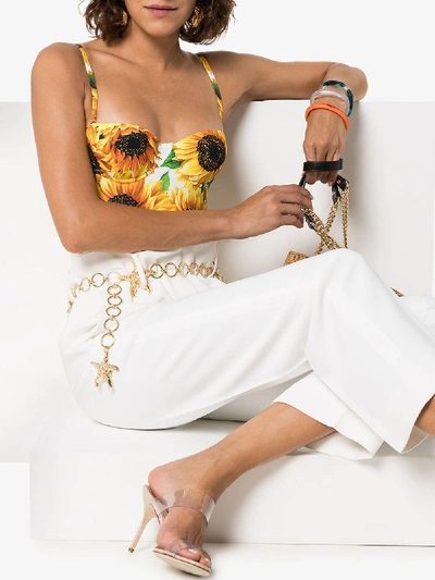 Shop Dolce & Gabbana Sunflower Print Swimsuit In Yellow