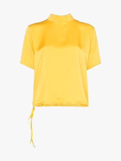 Shop Mira Mikati Pom Pom Detail Wool Top In Yellow