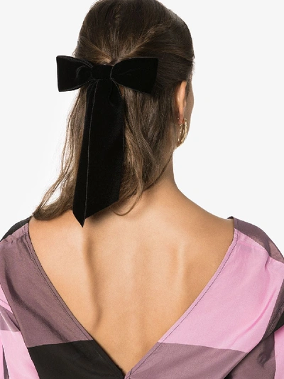 Shop Jennifer Behr Black Velvet Bow Hair Clip