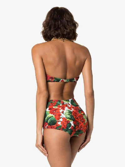 Shop Dolce & Gabbana Portofino Print Bandeau Bikini In Red
