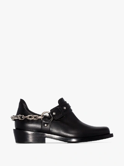Shop Rabanne Paco  Black Chain Trim Leather Ankle Boots