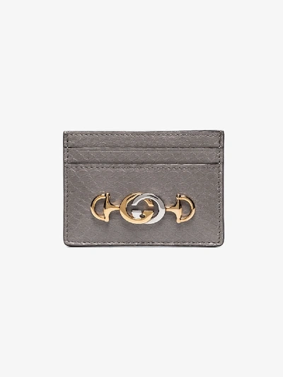 Shop Gucci Grey Zumi Snake-effect Leather Wallet