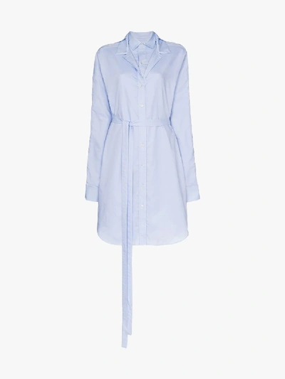 Shop Y/project Layered Cotton Shirt Dress In Light Blue