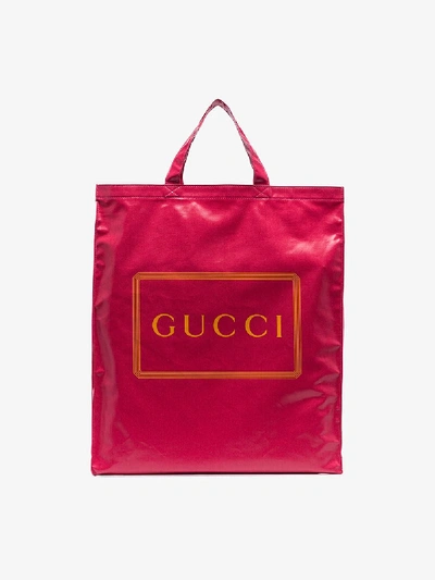 Shop Gucci Pink Logo Granny Shopper Bag