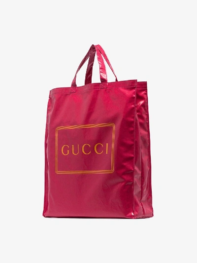 Shop Gucci Pink Logo Granny Shopper Bag