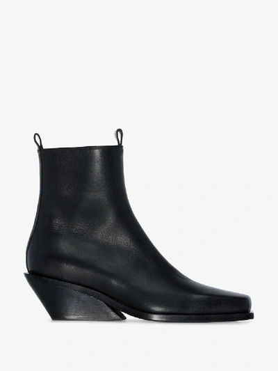 Shop Ann Demeulemeester Black 40 Leather Wedge Ankle Boots