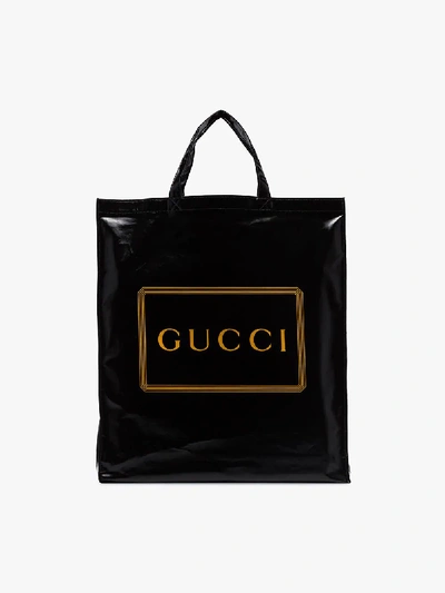 Shop Gucci Logo-print Tote Bag In Black