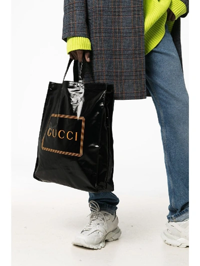 Shop Gucci Logo-print Tote Bag In Black