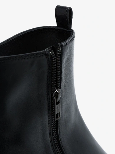 Shop Ann Demeulemeester Black 40 Leather Wedge Ankle Boots