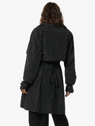 Shop Stella Mccartney Monogram Print Belted Trench Coat In Black