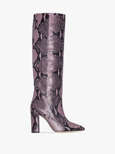 Shop Paris Texas Pink 100 Snake Print Leather Boots