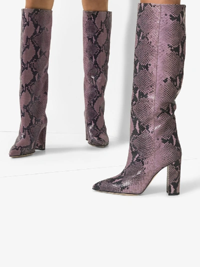 Shop Paris Texas Pink 100 Snake Print Leather Boots