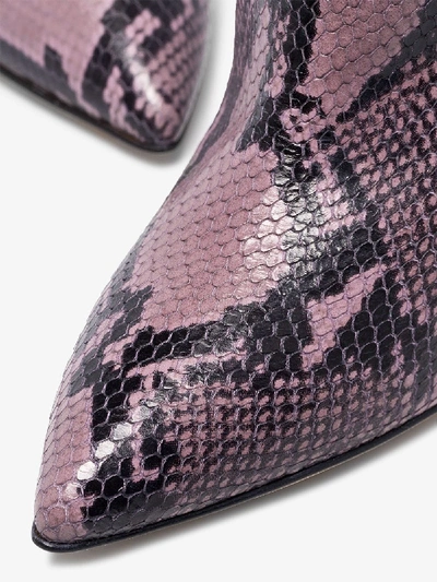 Shop Paris Texas Pink 100 Snake Print Leather Boots