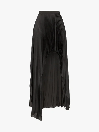 Shop Stella Mccartney Pleated Asymmetric Slit Skirt In Black